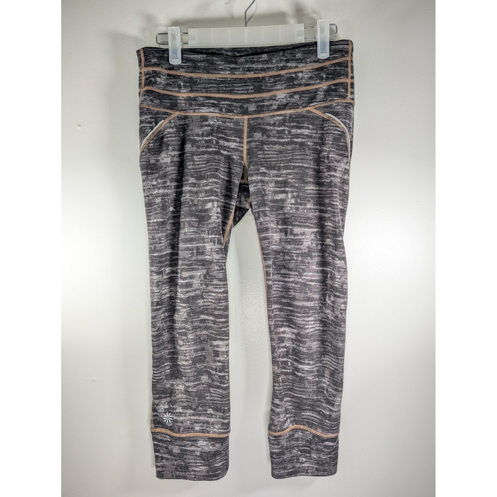 Athleta Be Free Knicker Gray Space Dye Mesh Crop Running Leggings Womens Small